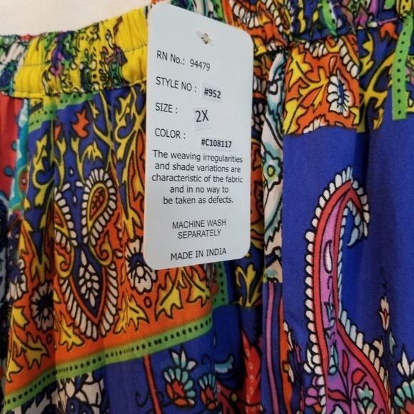 Patchwork Super Flowy New boutique full maxi skirt blue‎ yellow plus Size 2X New - Picture 7 of 8